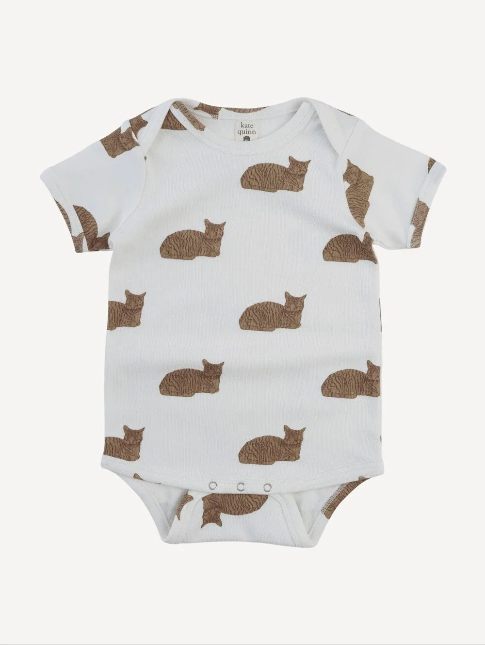 NWT 0-3M 😺 Kate Quinn lap neck bodysuit chocolate cat organic cotton interlock